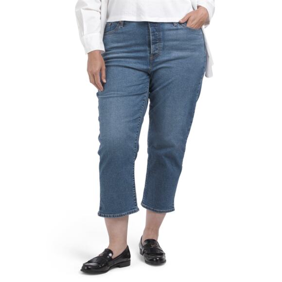 Levi's Womens Plus High Rise Wedgie Summer Love Straight Leg Cropped Denim Jeans - Picture 1 of 6